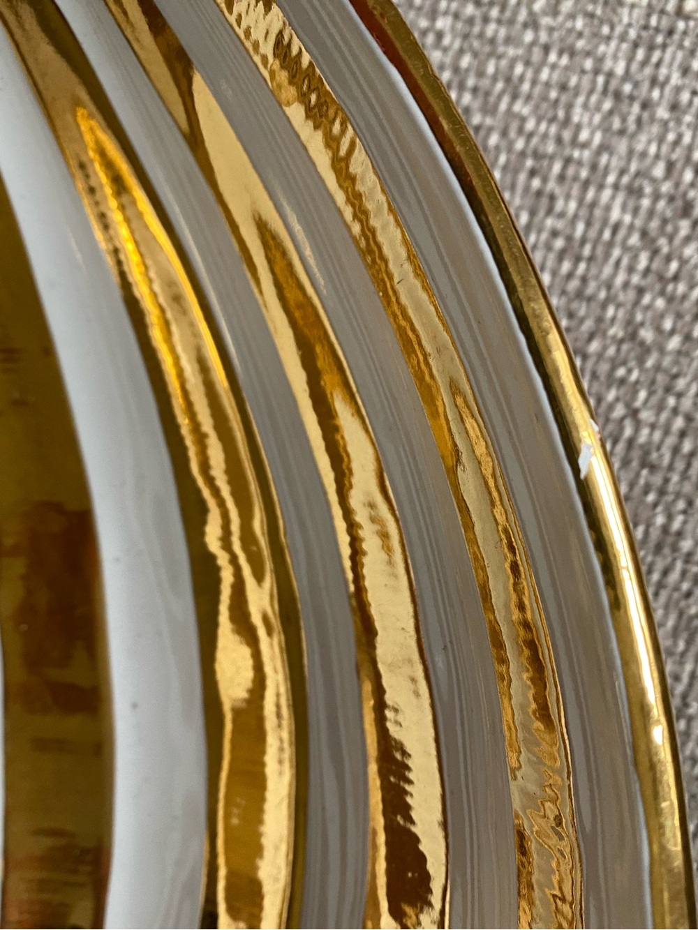 Jonathan Adler White and Gold Striped Decorative Bowl - Picture 5 of 5